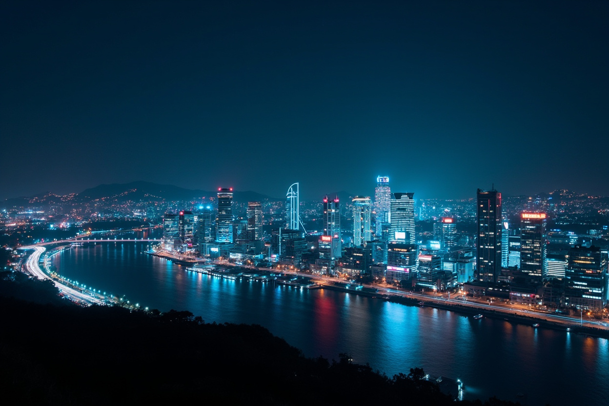 首尔九老区城市夜景